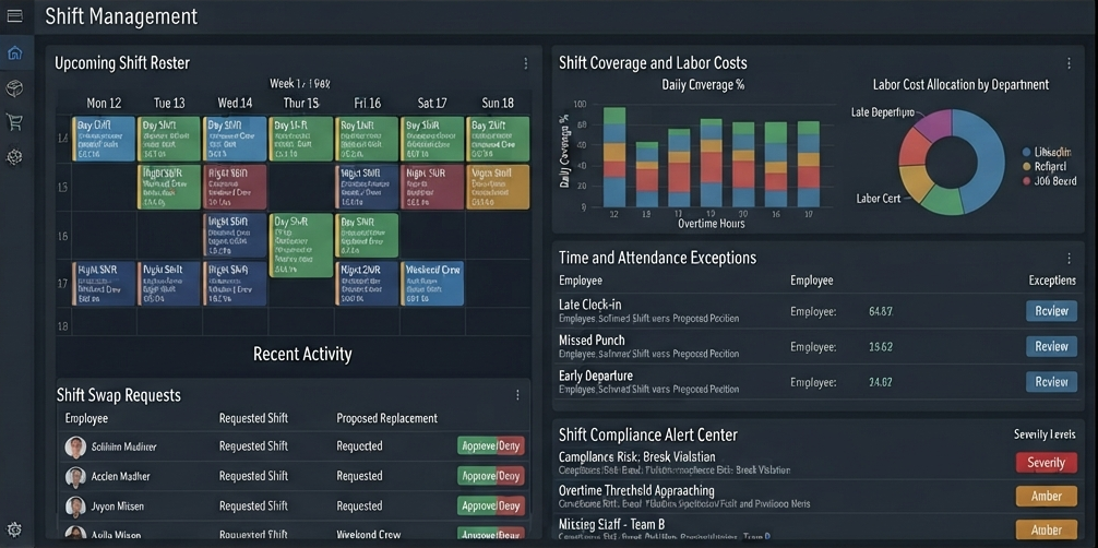 Human resource management system (HRMS) 3 Visual representation of rotating work schedules